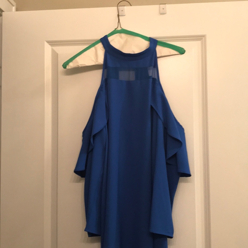 Karlie Blue Solid Ruffle Dress