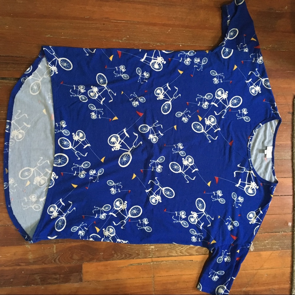 Lularoe Bright Blue Irma with bikes