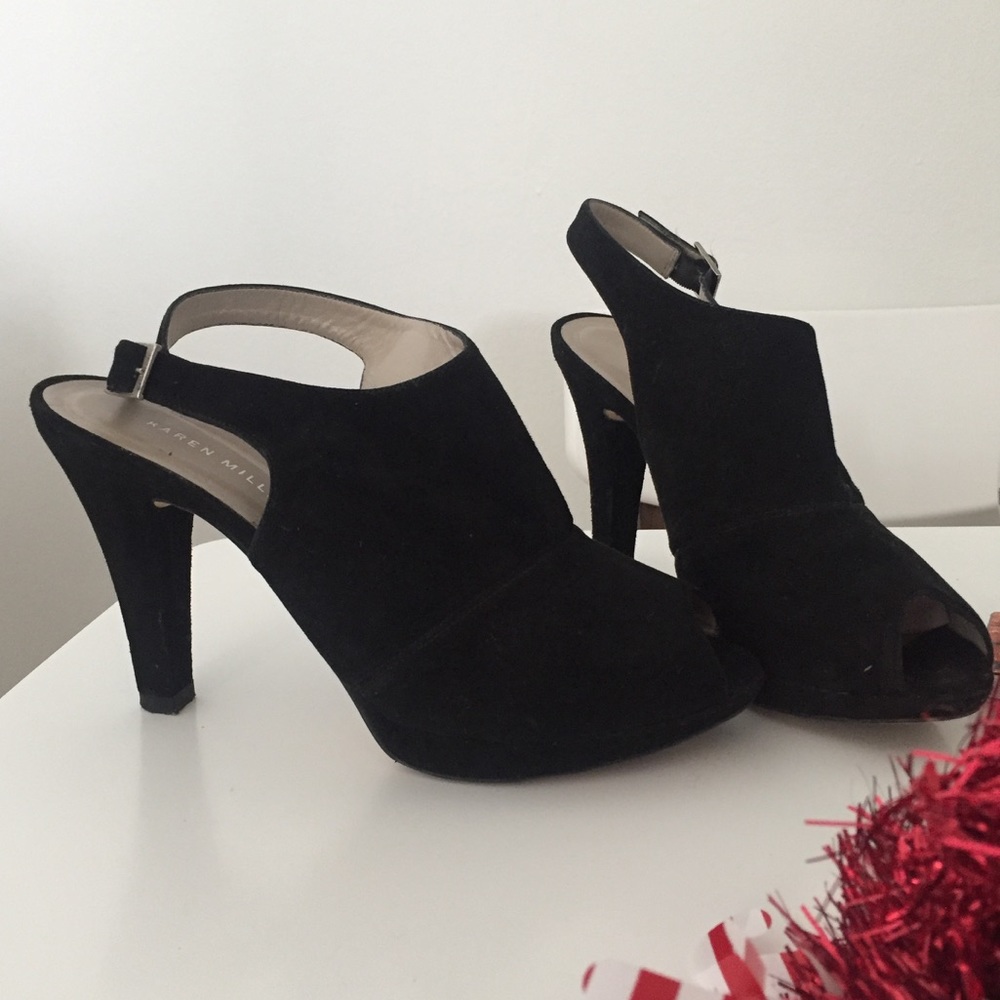 Karen Millen heeled peep shoes/ black