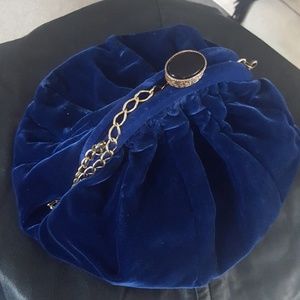 Blue velvet vintage purse
