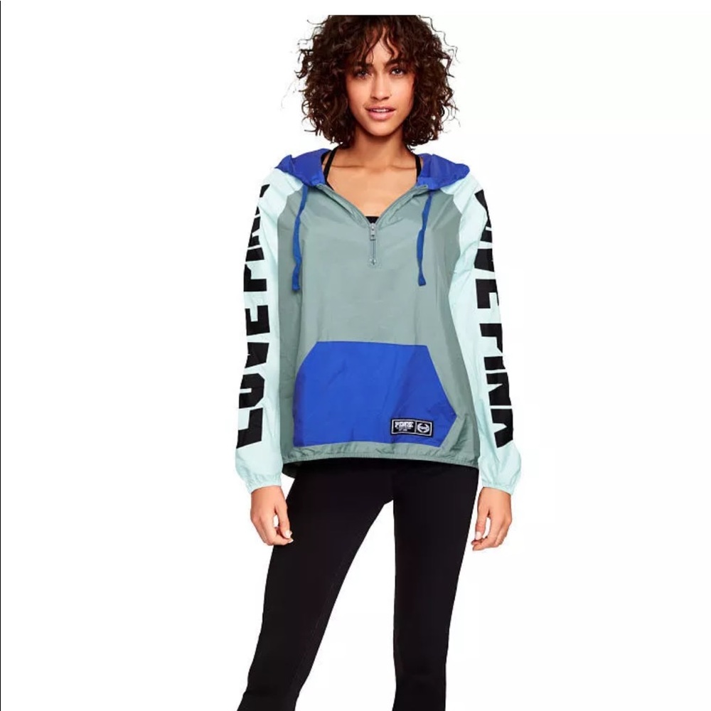 PINK anorak windbreaker jacket half zip