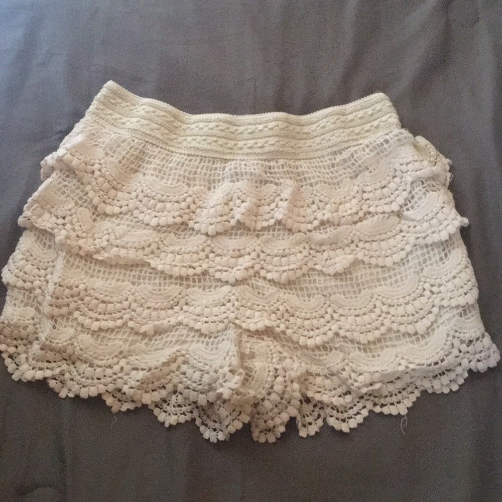 White Lacey shorts