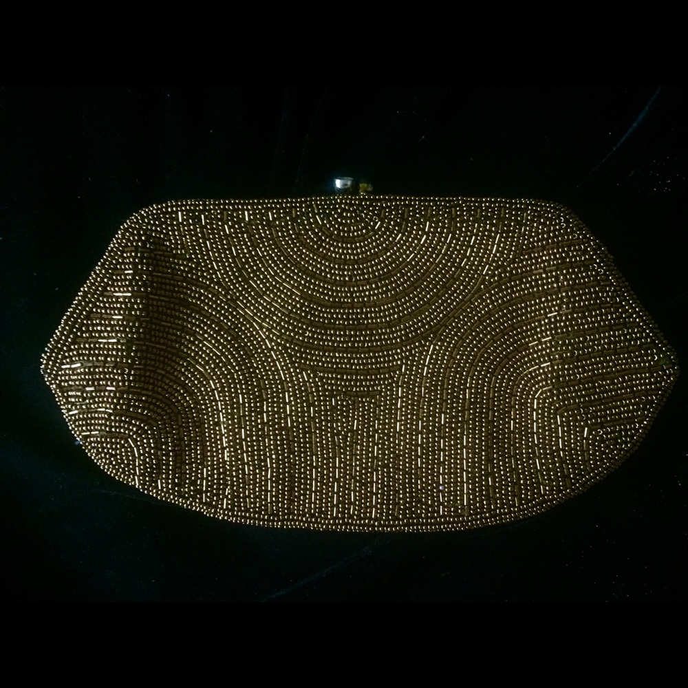 Vintage Elegant Beaded Clutch- Bronze