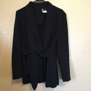 Black Blazer-Coat w/ front waist tie