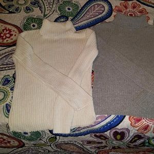 Grey and Cream colored turtleneck sweater