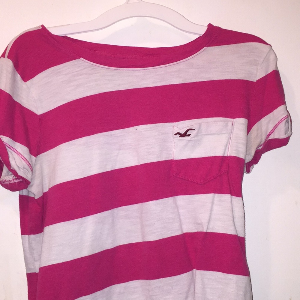 Hollister striped pink and white crop top