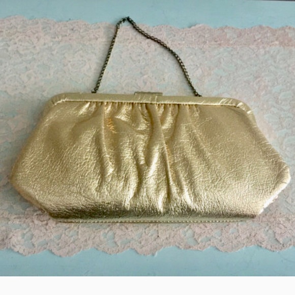 Vintage Gold Metallic Clutch Clutch 1960s - Picture 2 of 5