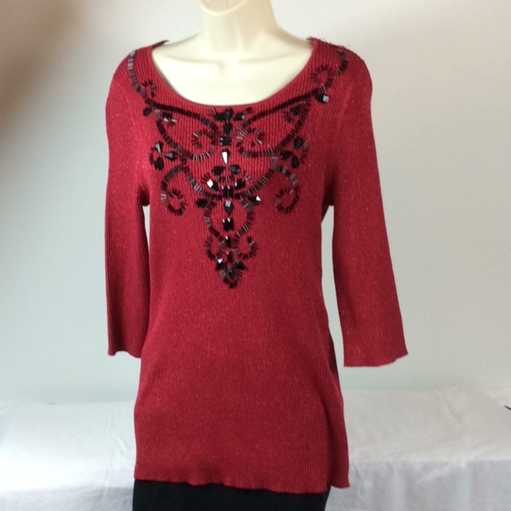 NWT. Lauren Michelle red metallic sweater