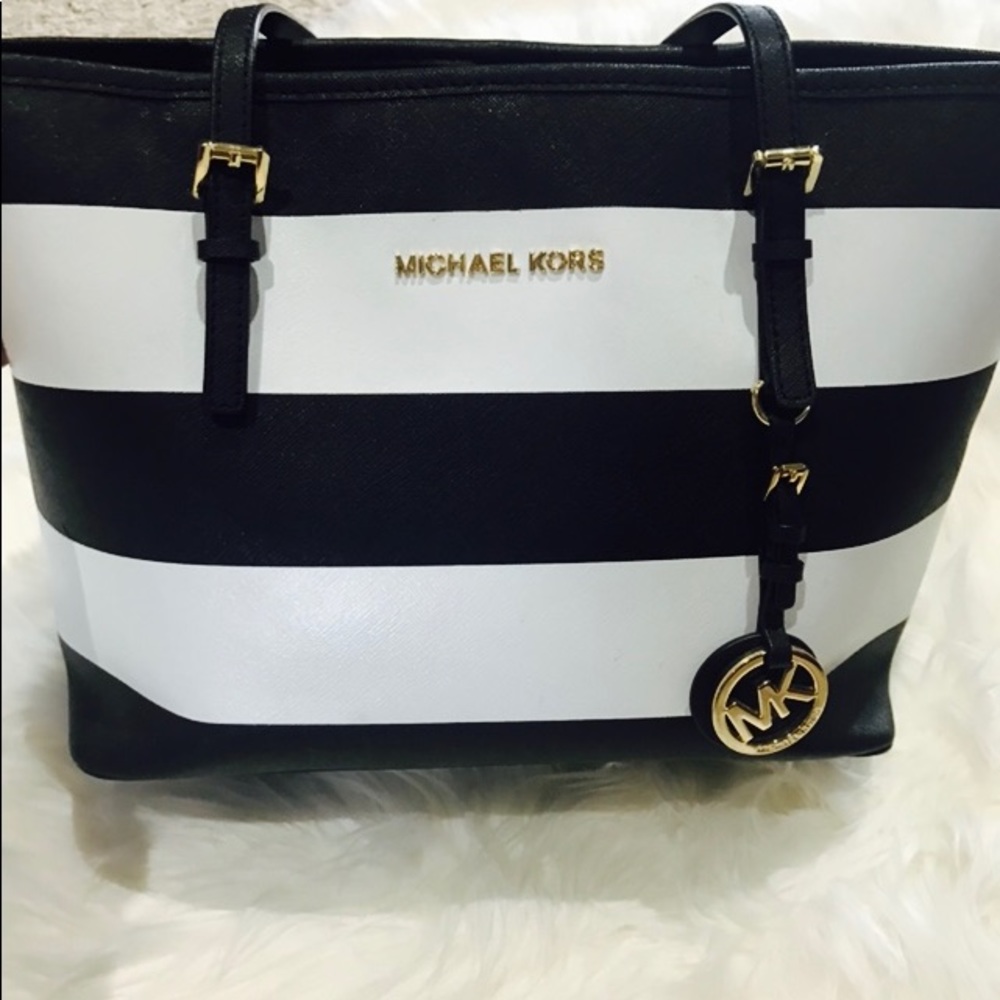 Micheal Kors black and white stripe small purse