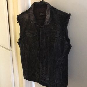 Large black cutoff denim vest