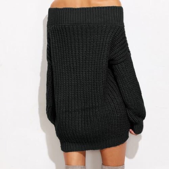 black knit pattern v neck sweater NWT - Picture 4 of 8