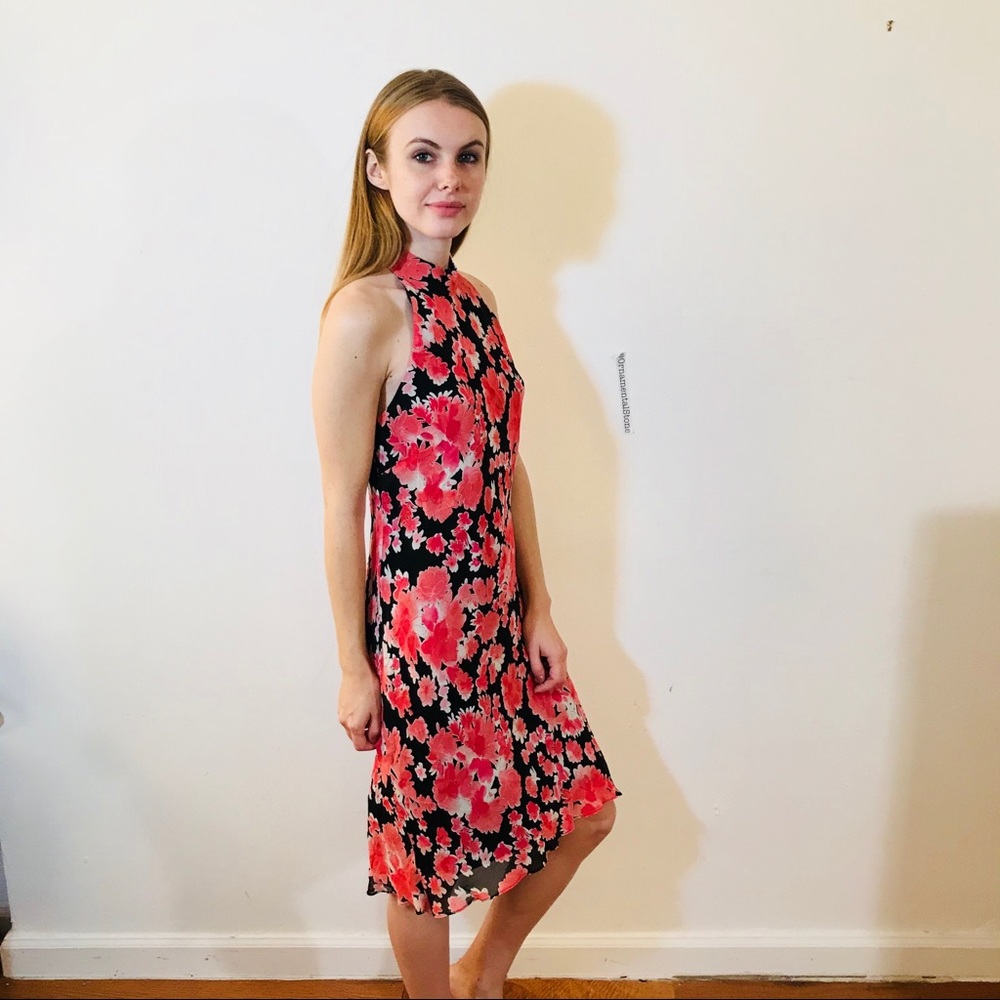 EVAN PICONE VINTAGE FLORAL PINK MINI DRESS #0197 - Picture 2 of 7