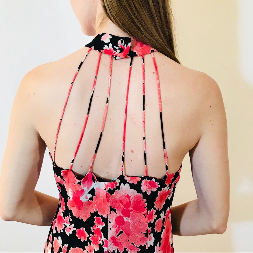 EVAN PICONE VINTAGE FLORAL PINK MINI DRESS #0197 - Picture 4 of 7