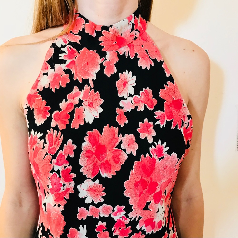 EVAN PICONE VINTAGE FLORAL PINK MINI DRESS #0197 - Picture 6 of 7