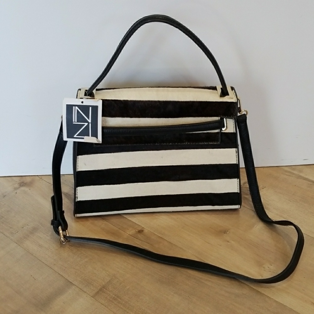 Inzi structured black & white stripe bag
