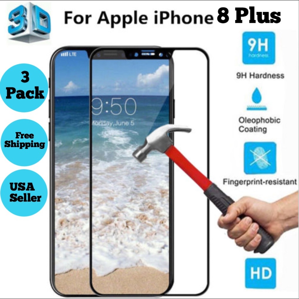 3D iPhone 8 plus tempered glass 3 packs!!!!