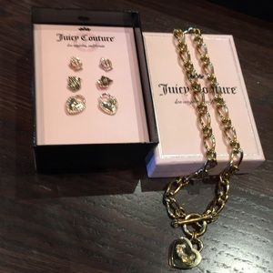 Juicy Couture necklace with 3 pair earrings IOB