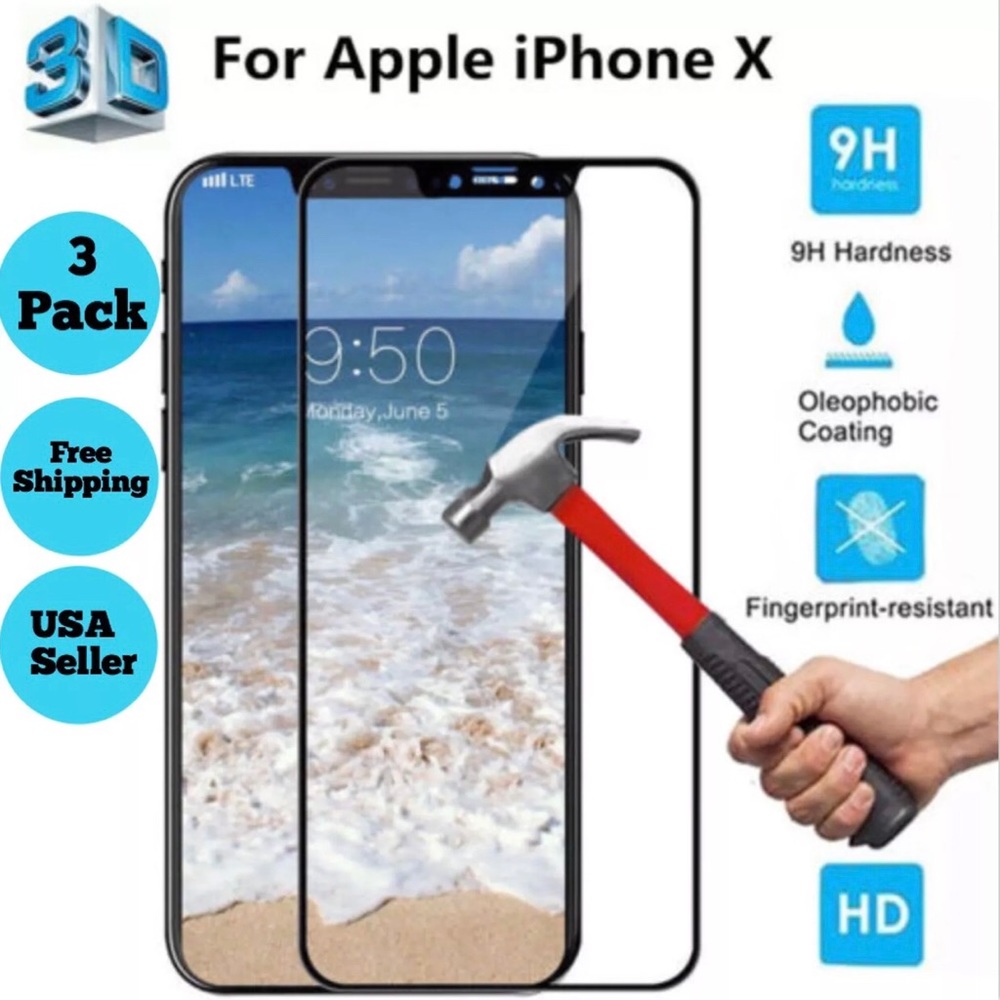 3D iPhone X tempered glass 3packs!!!!