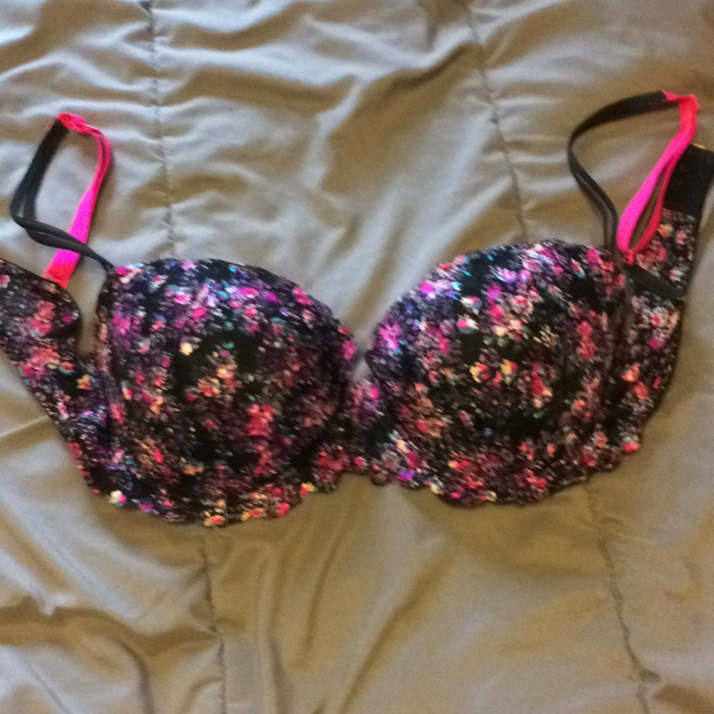 Multi colored lace demi bra