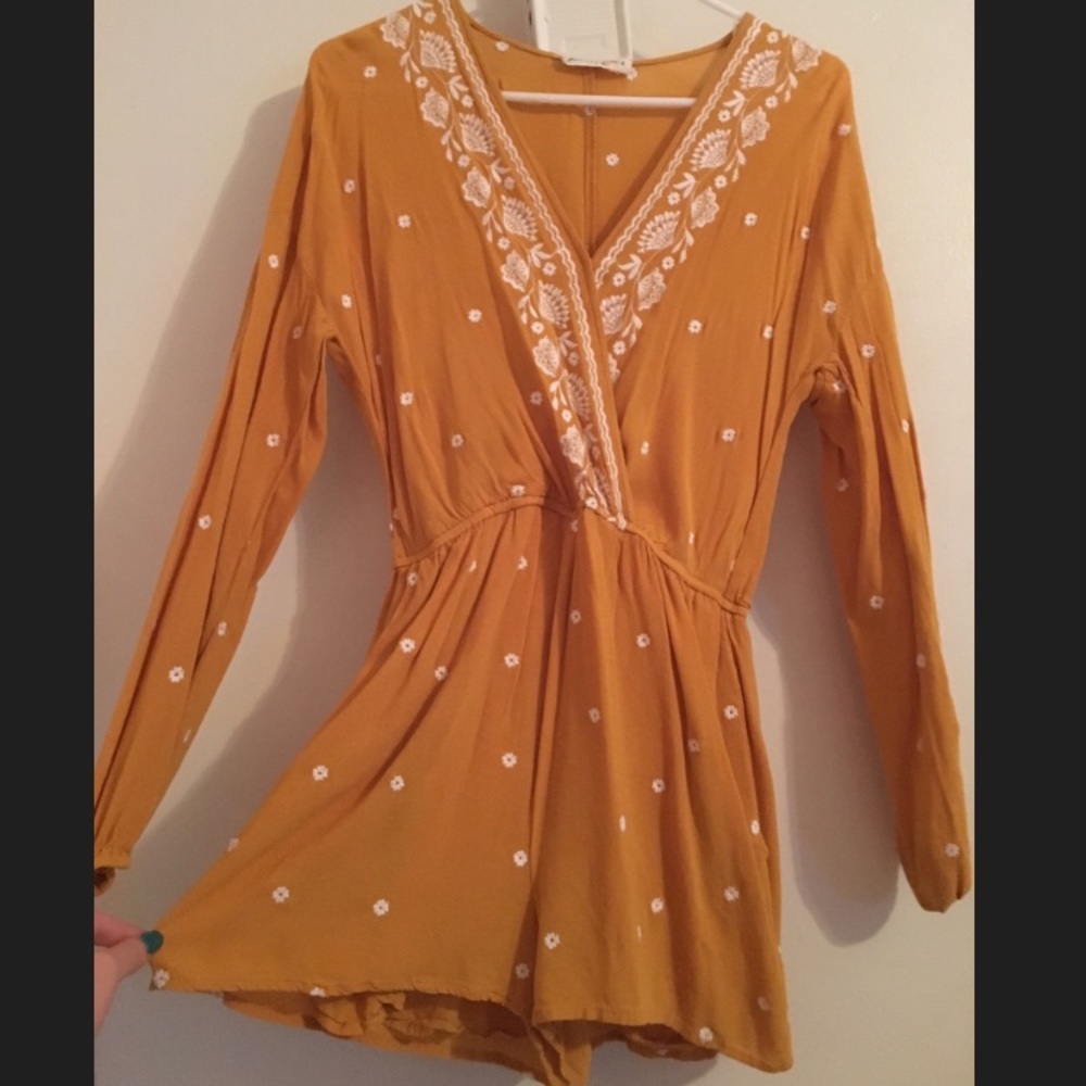 Orange long sleeve romper