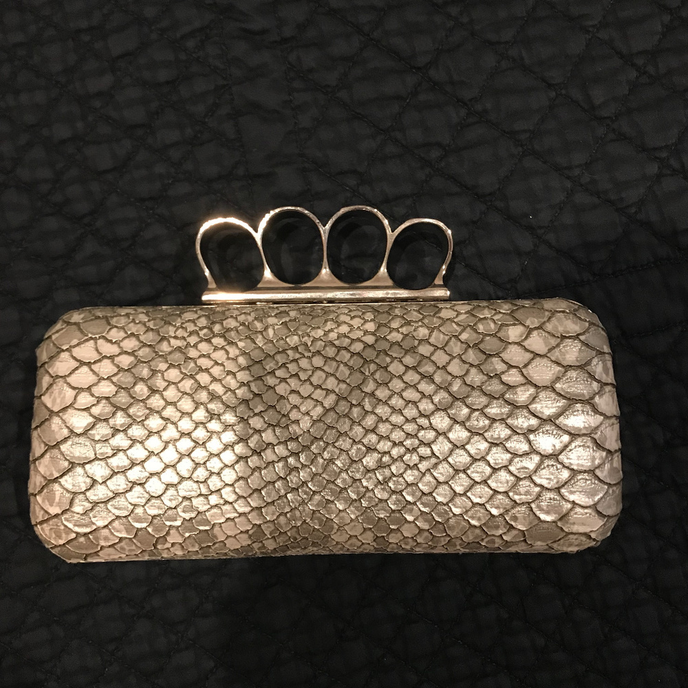 NWOT: Faux Snake Skin Knuckle Clutch
