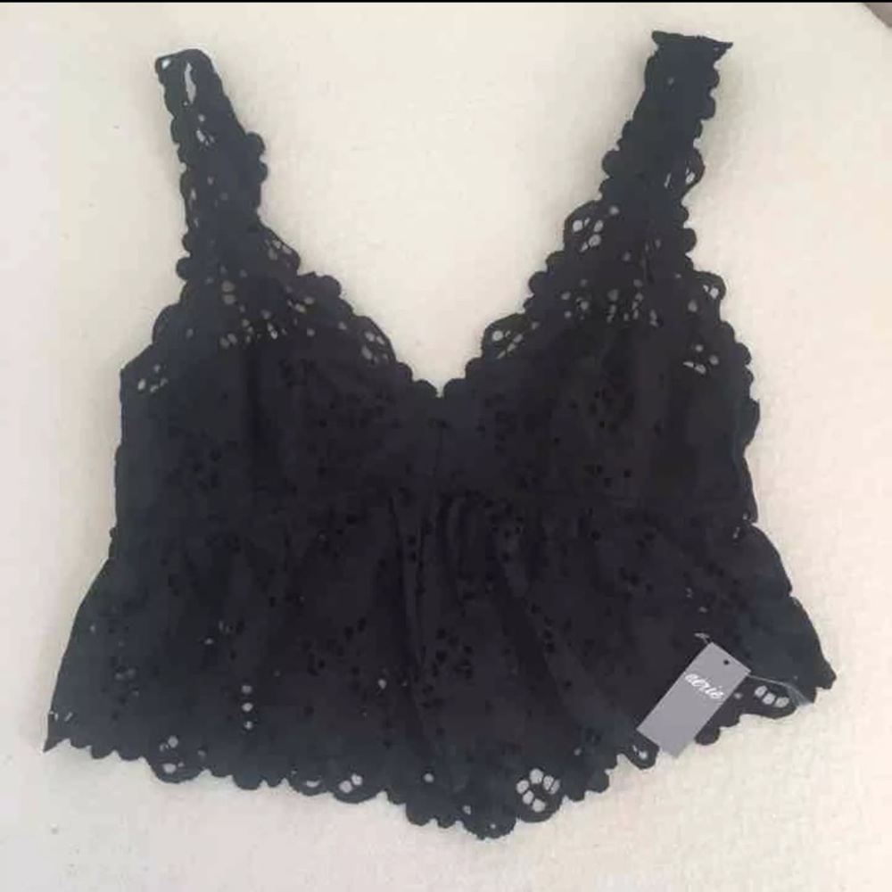 NWT American Eagle Black Floral Lace Bralette