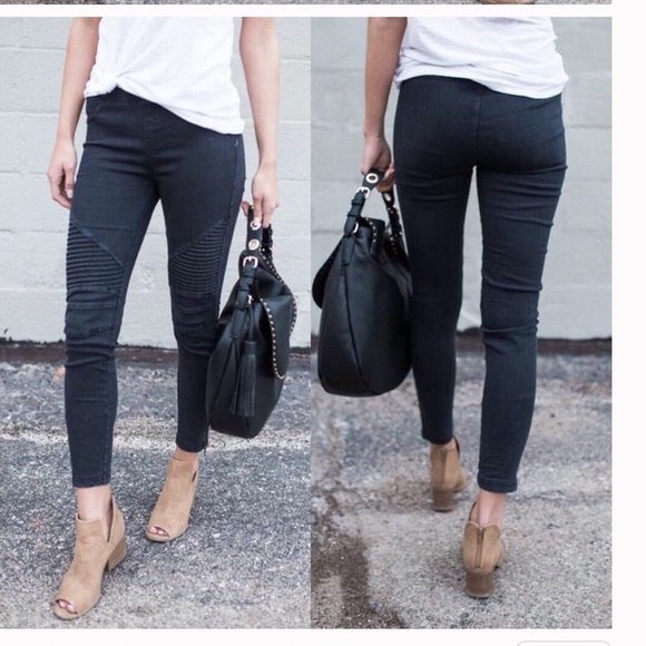 LASTStretchy Moto Pants - BLACK - Picture 3 of 4