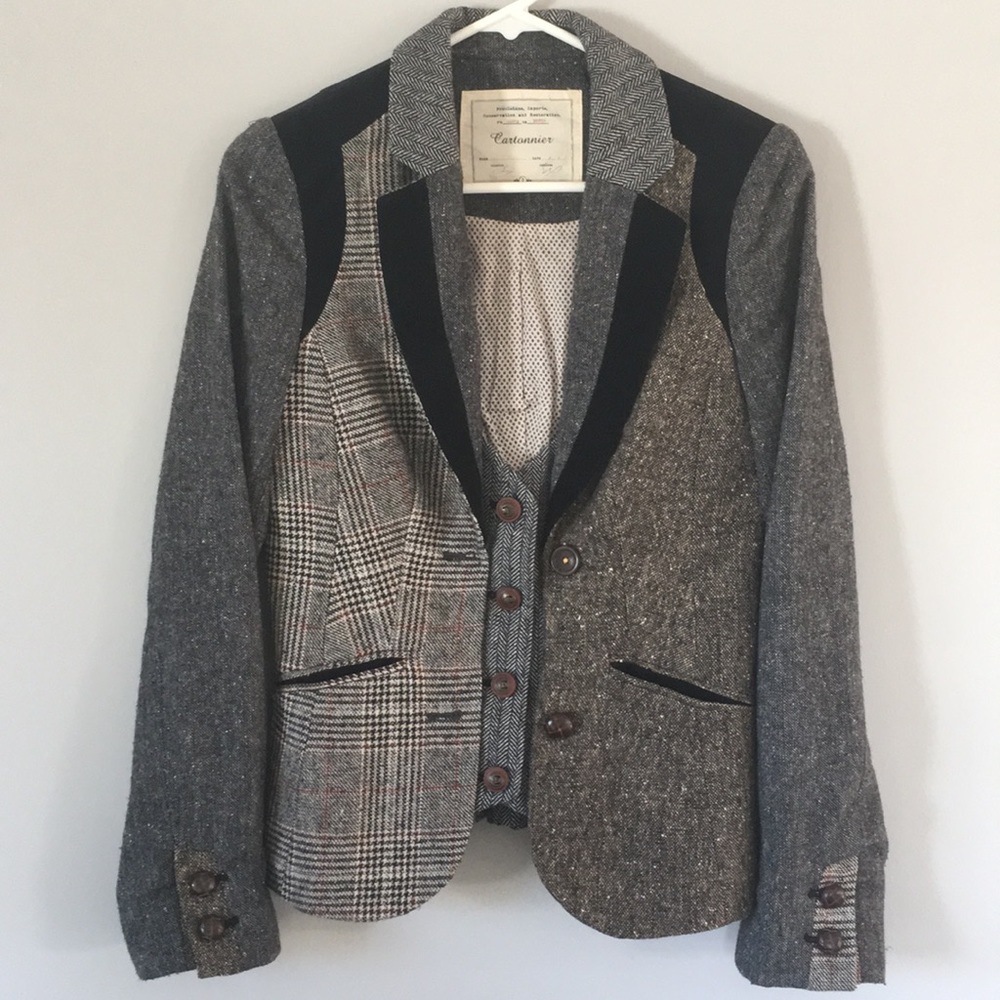 Anthropologie wool and velvet jacket