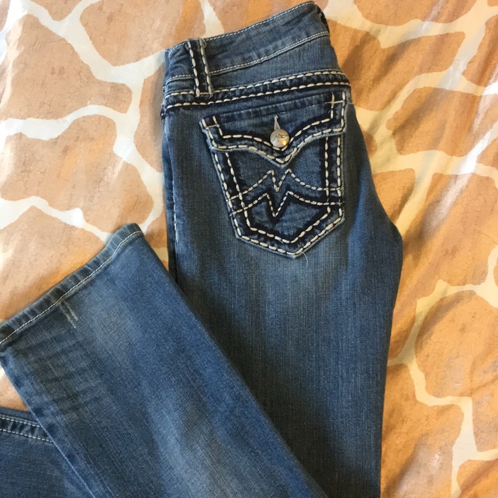 White stitched Miss Me Jeans