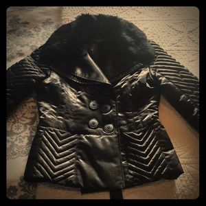 BEBE quilted jacket with fur- Size Small