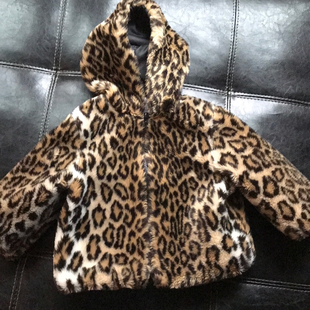 Leopard fur kid jacket