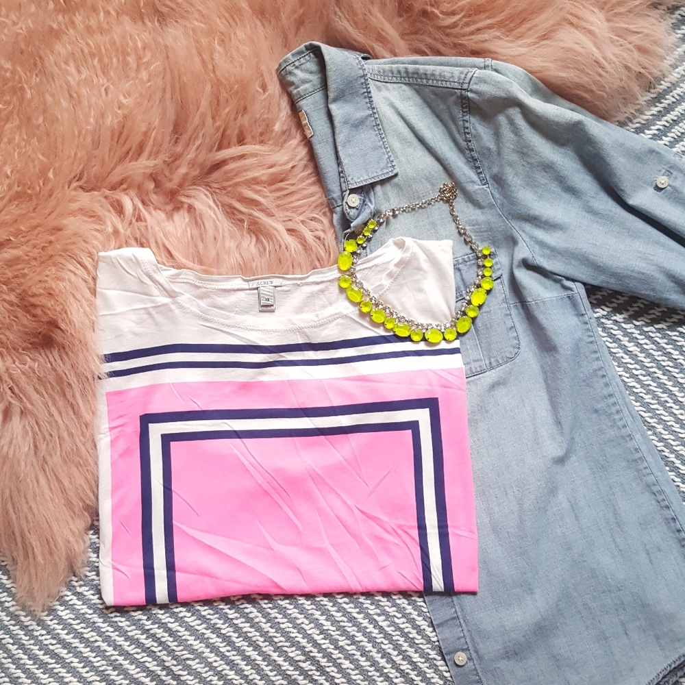 J.Crew Neon Double Square Graphic Tee (NWOT)
