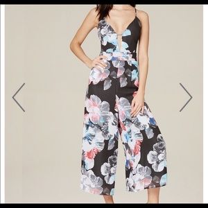 Black Floral Bebe Jumpsuit