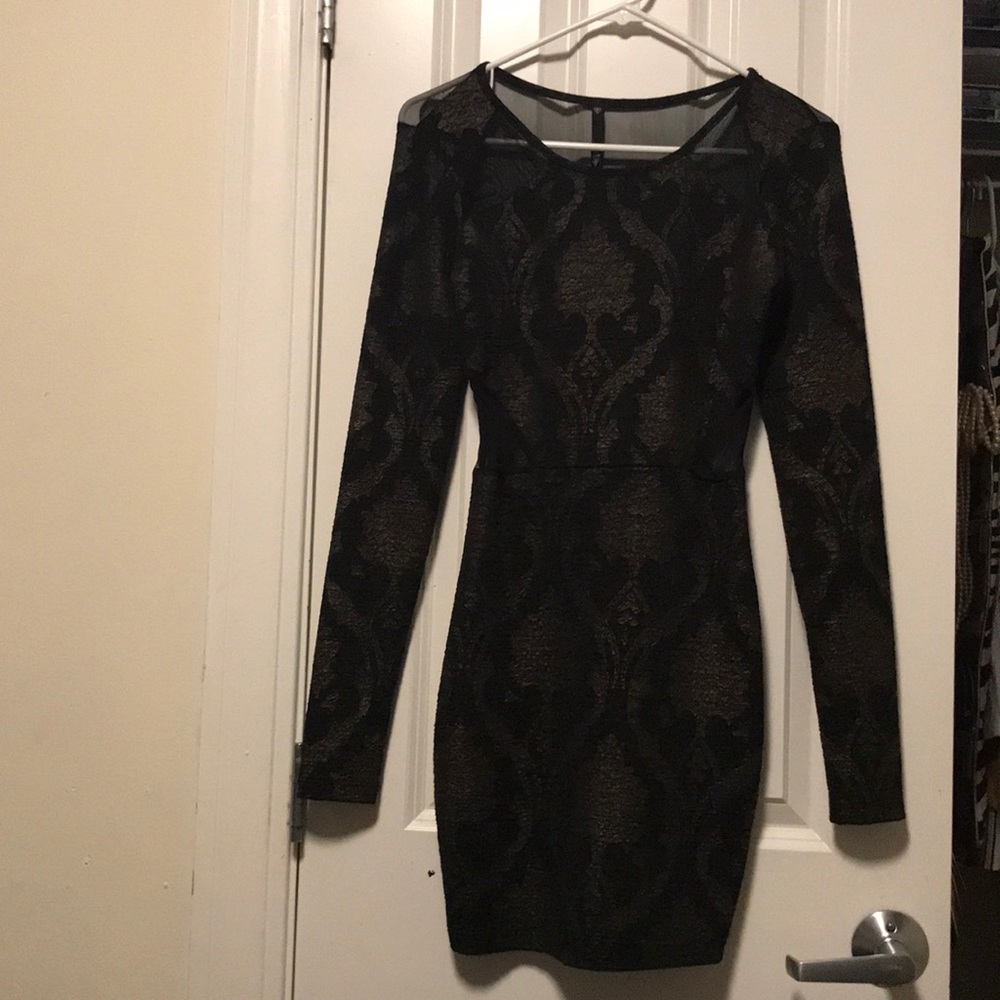 Black and bronze gold designed dress