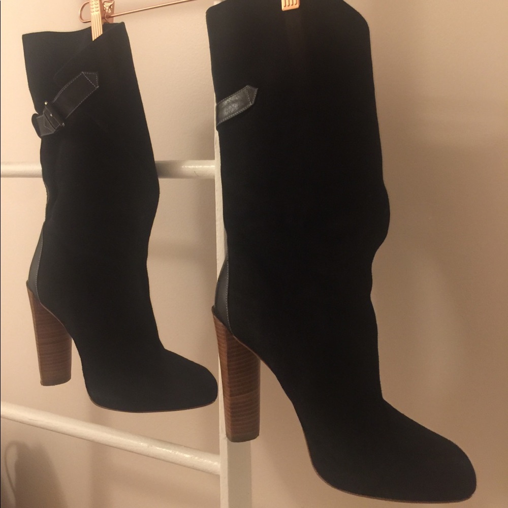 Black Suede Slouch Boot