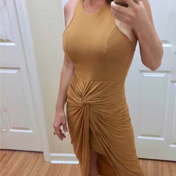 Twist Come True Hi-Lo Dress In Camel - Picture 4 of 8