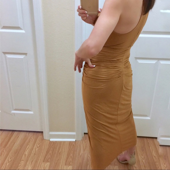 Twist Come True Hi-Lo Dress In Camel - Picture 5 of 8