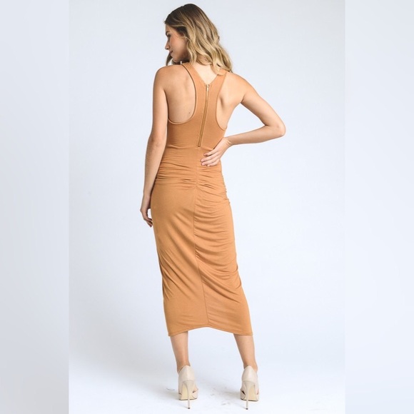 Twist Come True Hi-Lo Dress In Camel - Picture 7 of 8