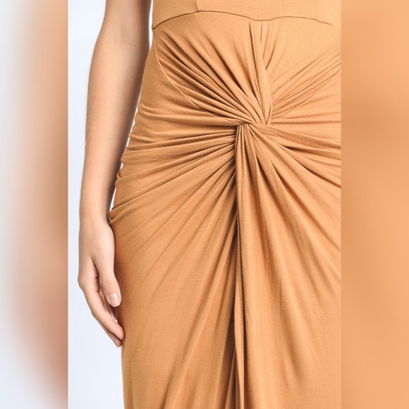 Twist Come True Hi-Lo Dress In Camel - Picture 8 of 8