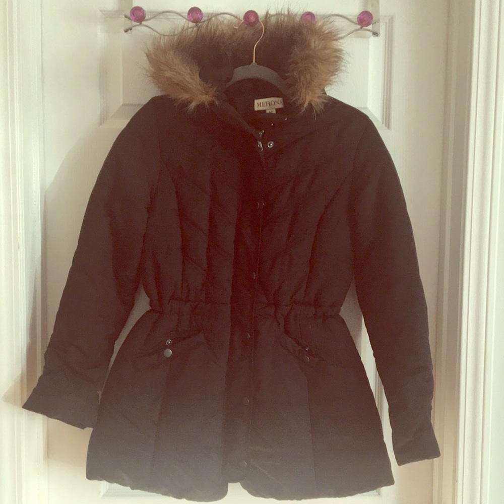 Black Furry Hood Coat