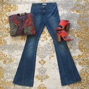 Free People High Waisted Flare Leg Jeans Size 28