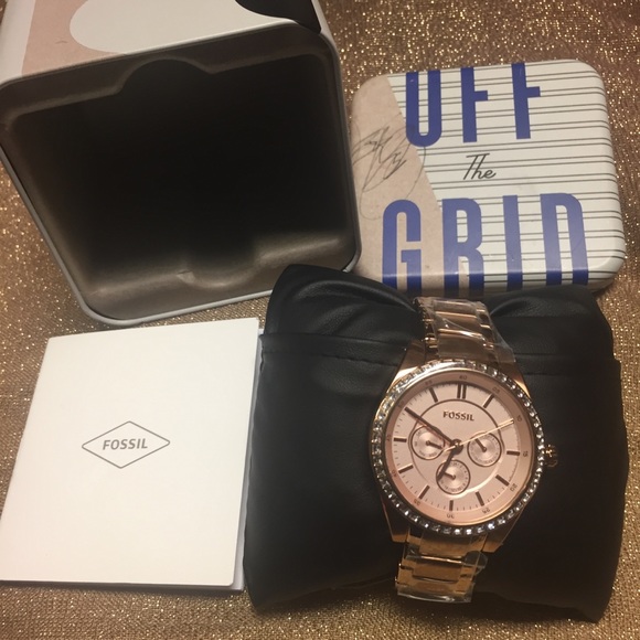 Fossil Womens Rose Gold Analog Quartz Watch BQ1436