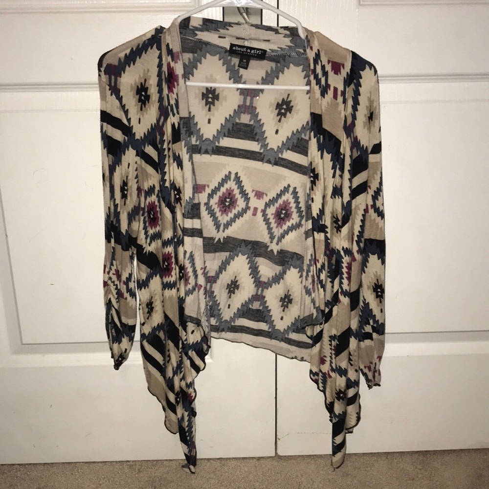 Colorful cardigan.