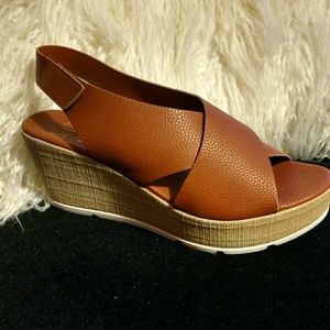 Cognac Wedge Sandal