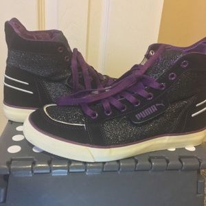 Black&Purple W/ Glitter Hightops Sneaker Size 8.5