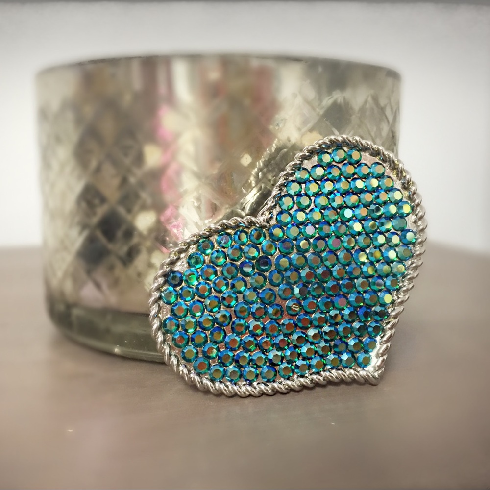 swarovski crystal belt buckle heart shaped