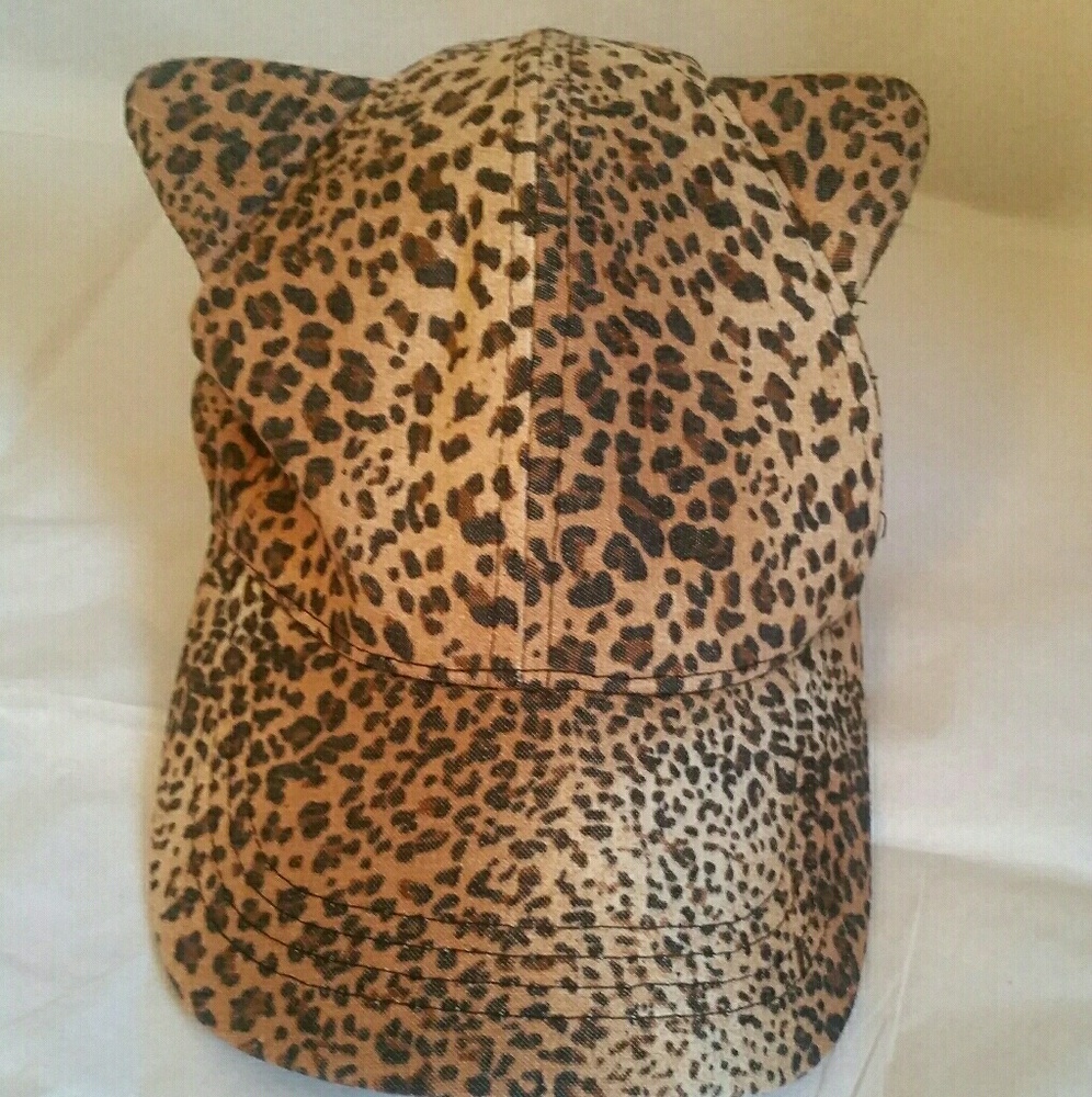 Cheetah print baseball dad hat with cat ears