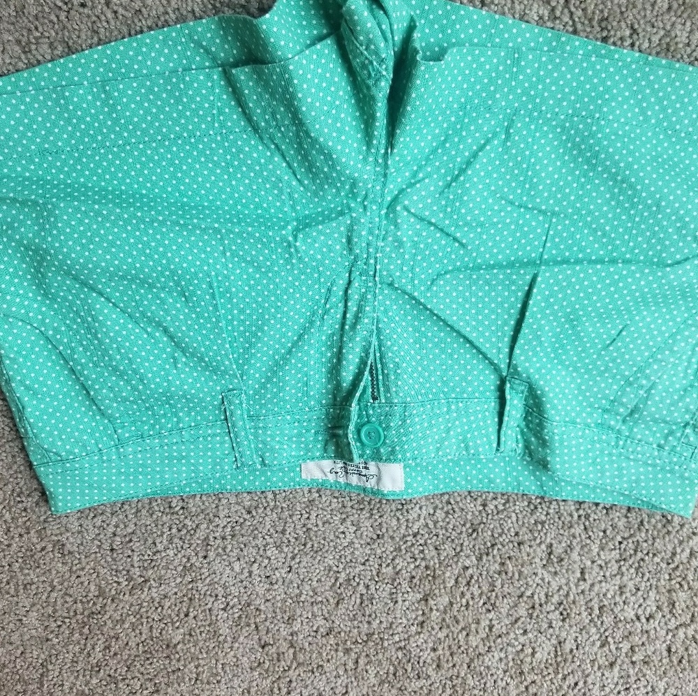 Green polkadot shorts