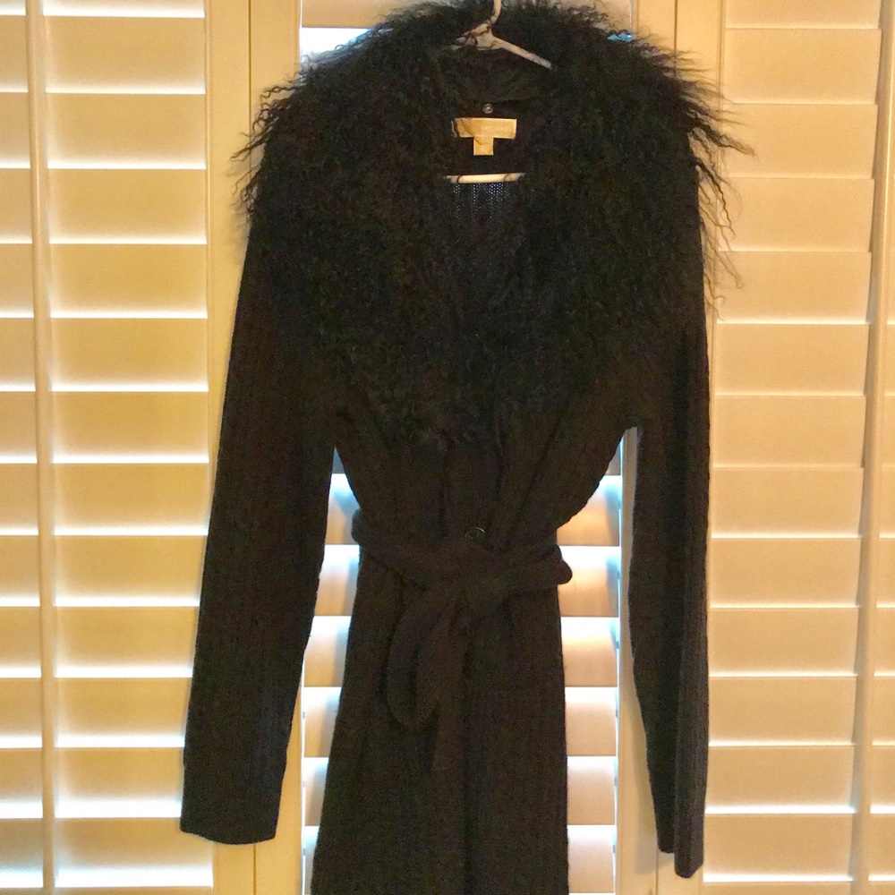Michael Kors Faux Fur Collar Duster Cardigan