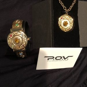 P.O.V. Gold necklace & watch set